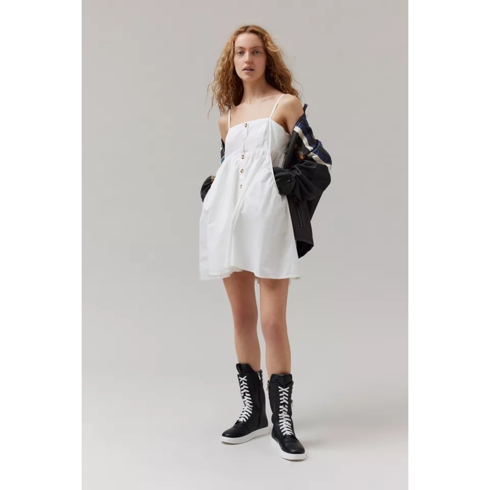 BDG Theo Urban Outfitters White Cotton Babydoll Mini Dress XL